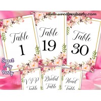 Floral table numbers printable,Blush table numbers printable,(31gw)